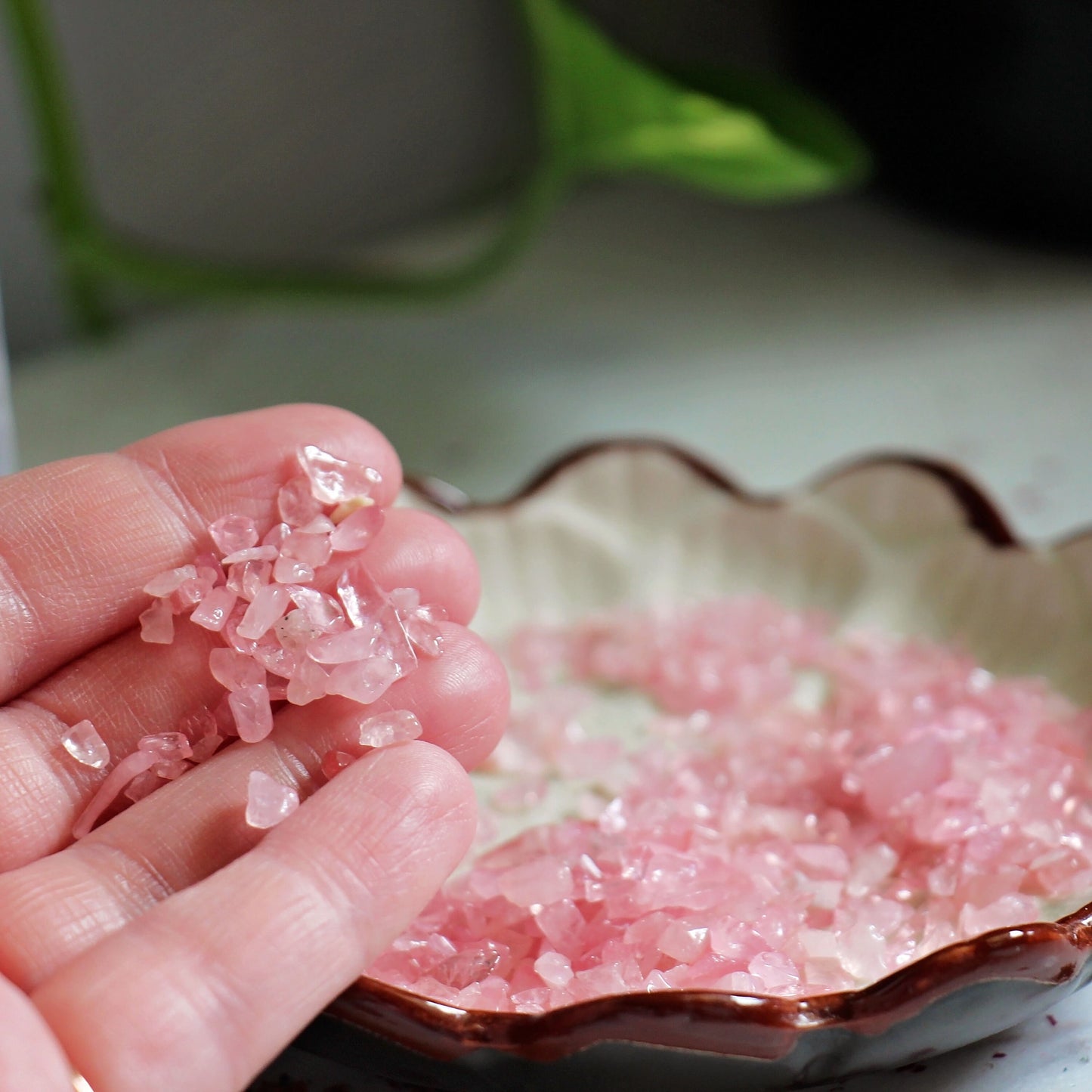Rose Quartz Tumbled Chips - Decorative - Home - Art - Tumbled Stone - Gemstone - Tiny - Pieces - Pink - Colour - Craft - Decor