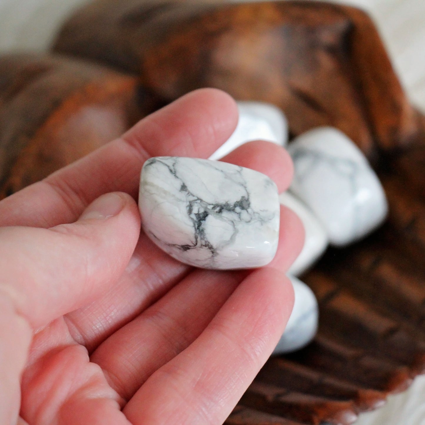 White Howlite Tumbles - Polished - Piece - Crystal - Gemstone - Tumbled - Pocket Size - Travel - Rock - Home Decor - Natural - Raw