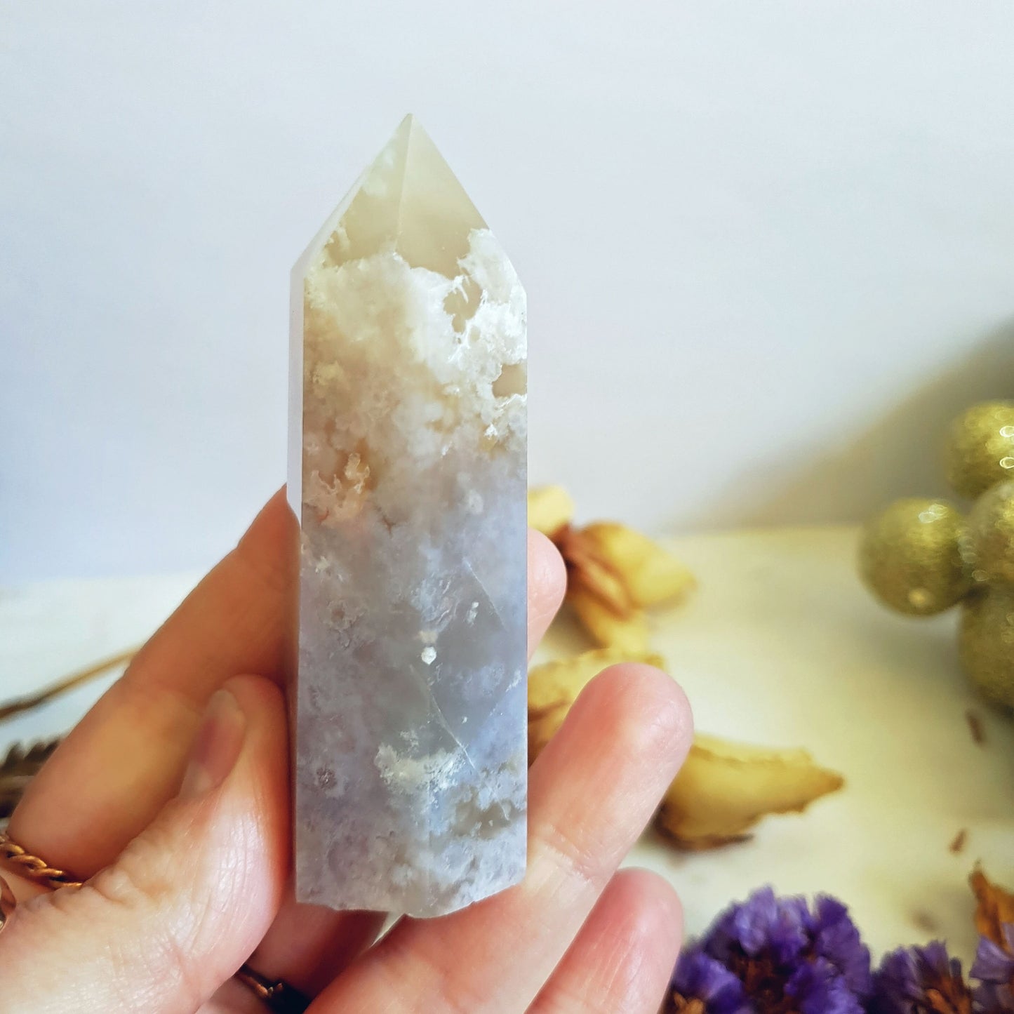 Flower Agate Polished Point #13
