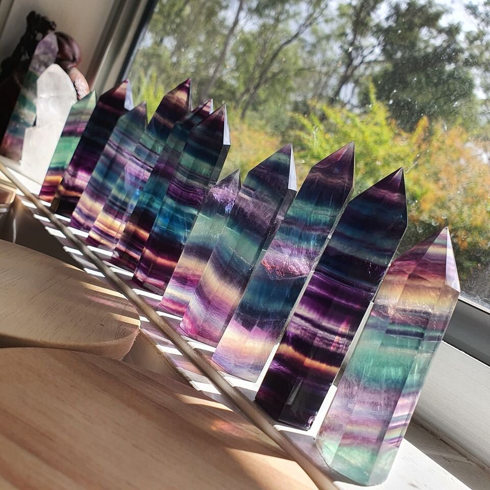 Rainbow Fluorite Point - Generator - Polished - Crystal - Gemstone - Natural - Rock - Gridding - Home Decor - Wand - Tranquility - #10