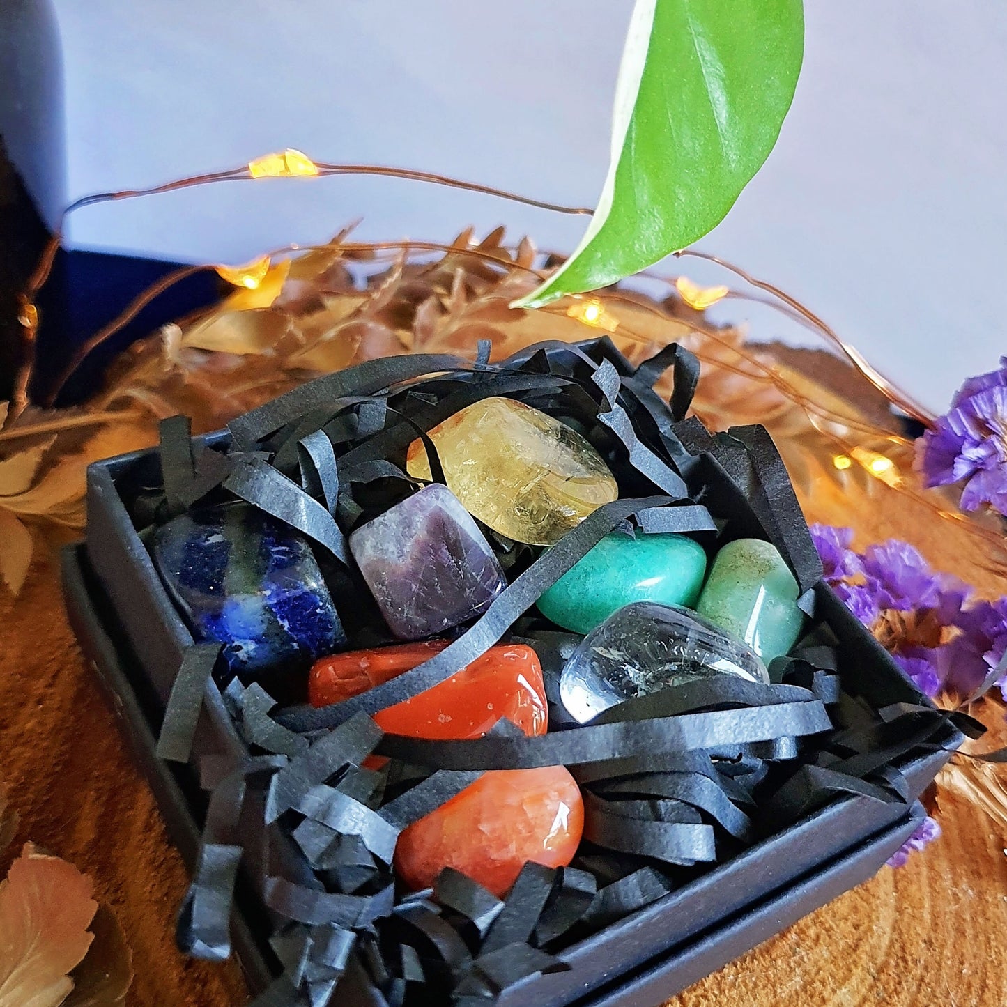 Chakra Tumbled Stone Gift Boxed Set - Stone - Align - Meditate - Crown - Third Eye - Heart - Throat - Solar Plexus - Sacral - Root - Crystal