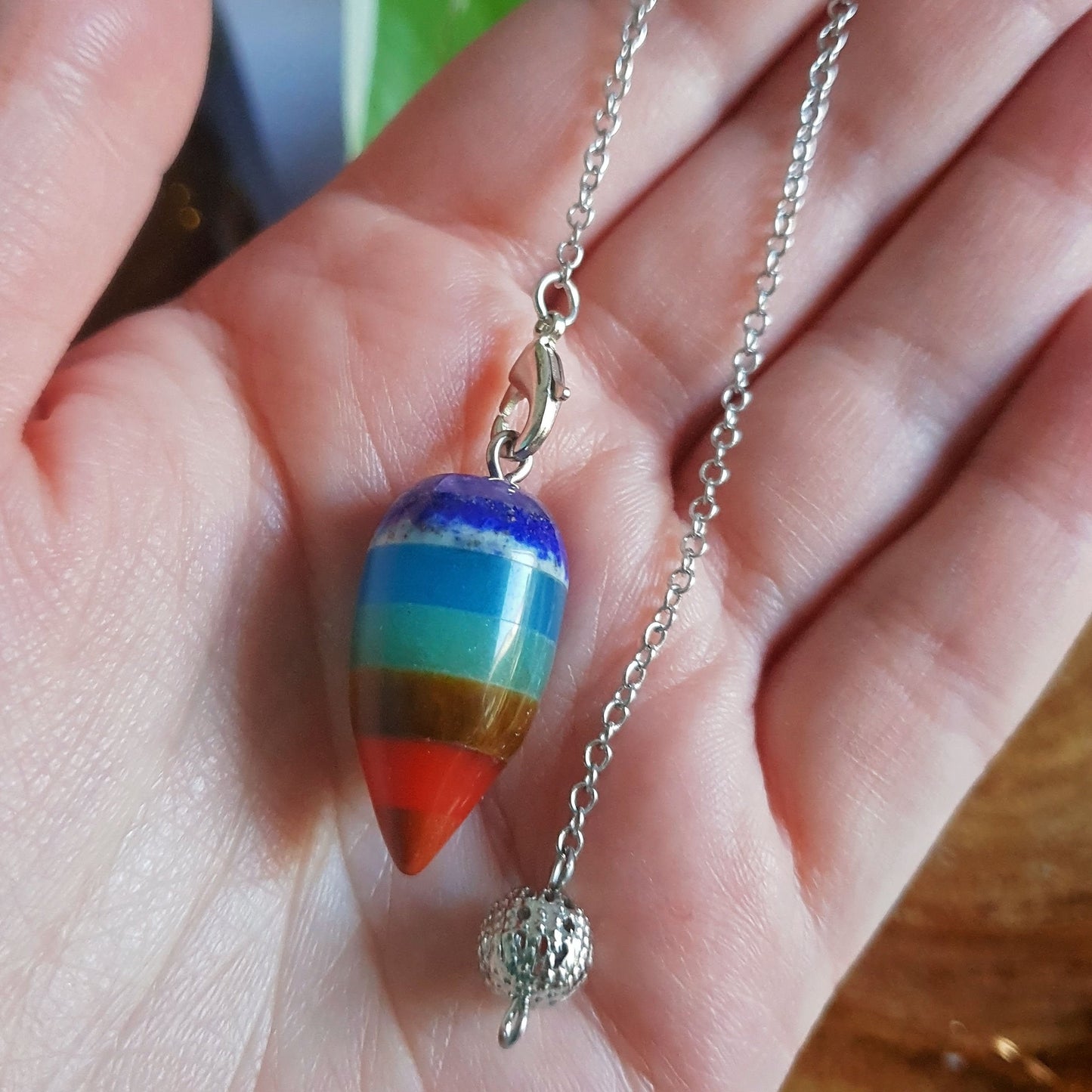 Chakra Pendulum - Banded - Crystal - Gemstone - Intentions - Energy - Chakra - Healing - Meditation - Home Decor - Magic - Readings