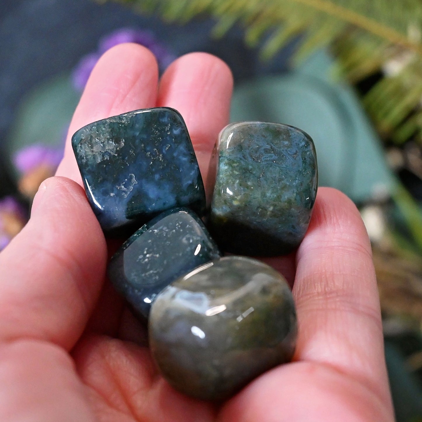 Moss Agate Tumbles - Small
