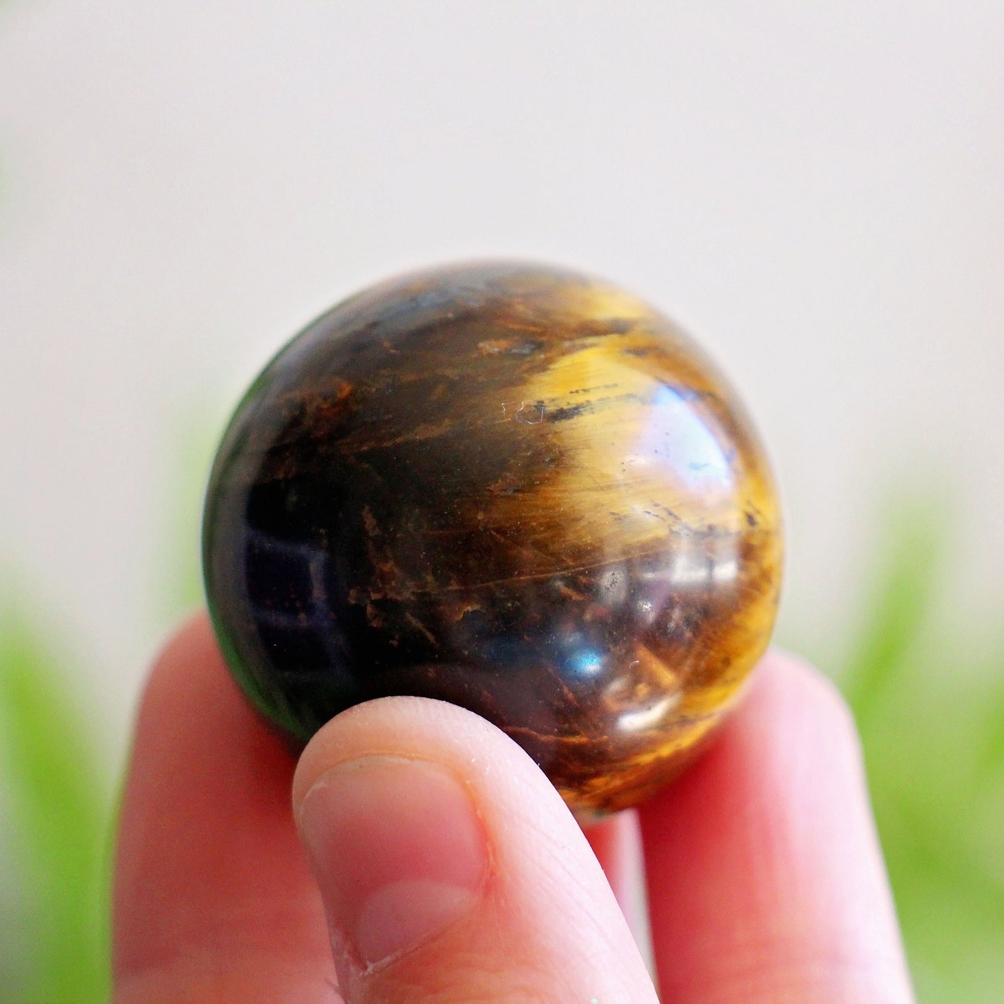 Tiger Eye Sphere - Small - Crystal Ball - Polished - Gemstone - Strength - Courage - Natural - Raw - Wooden Stand