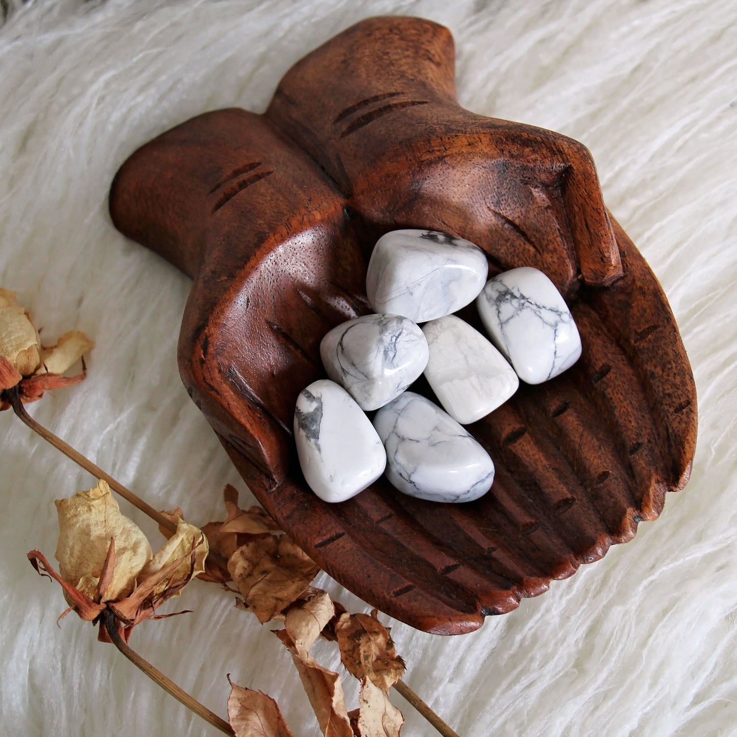White Howlite Tumbles - Polished - Piece - Crystal - Gemstone - Tumbled - Pocket Size - Travel - Rock - Home Decor - Natural - Raw