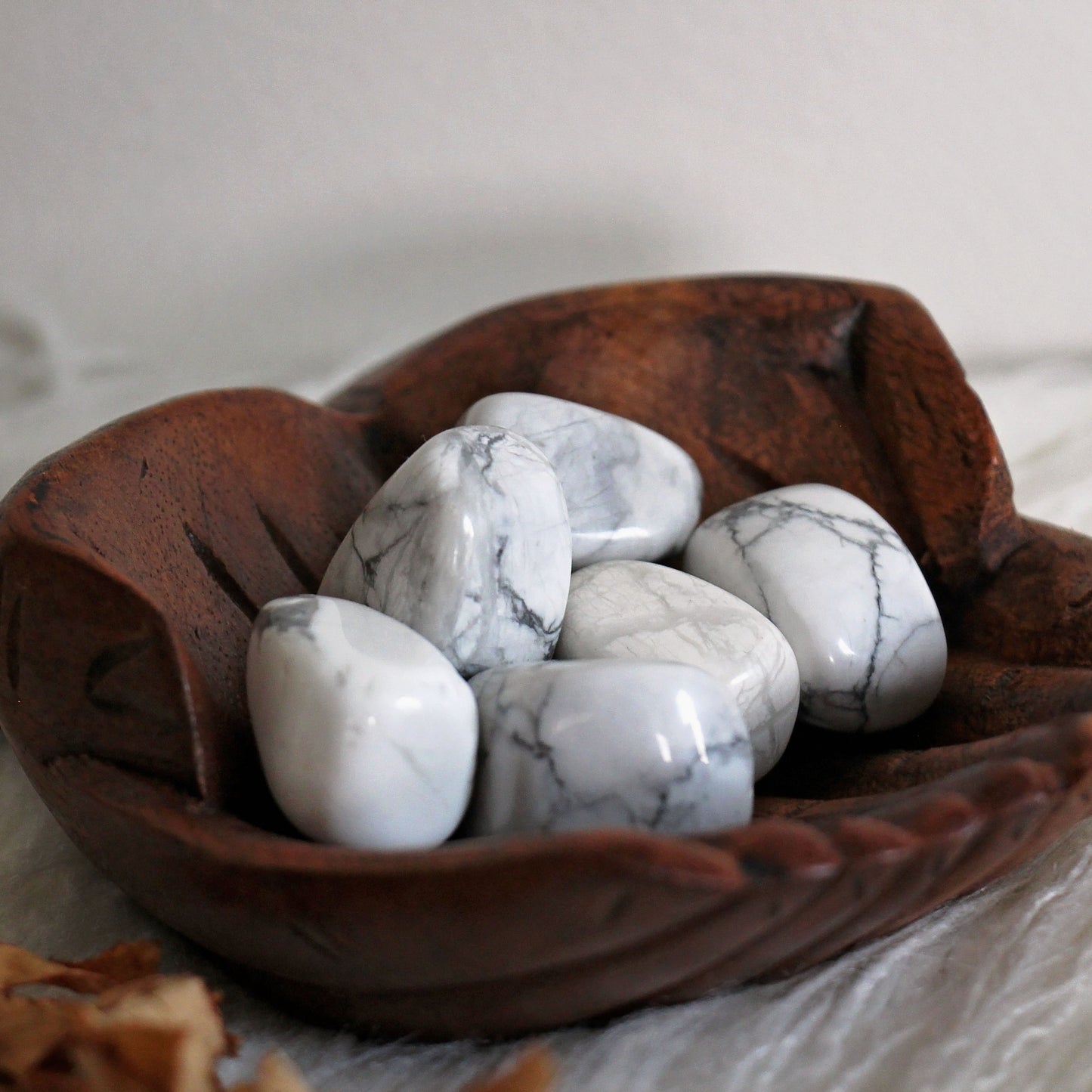 White Howlite Tumbles - Polished - Piece - Crystal - Gemstone - Tumbled - Pocket Size - Travel - Rock - Home Decor - Natural - Raw