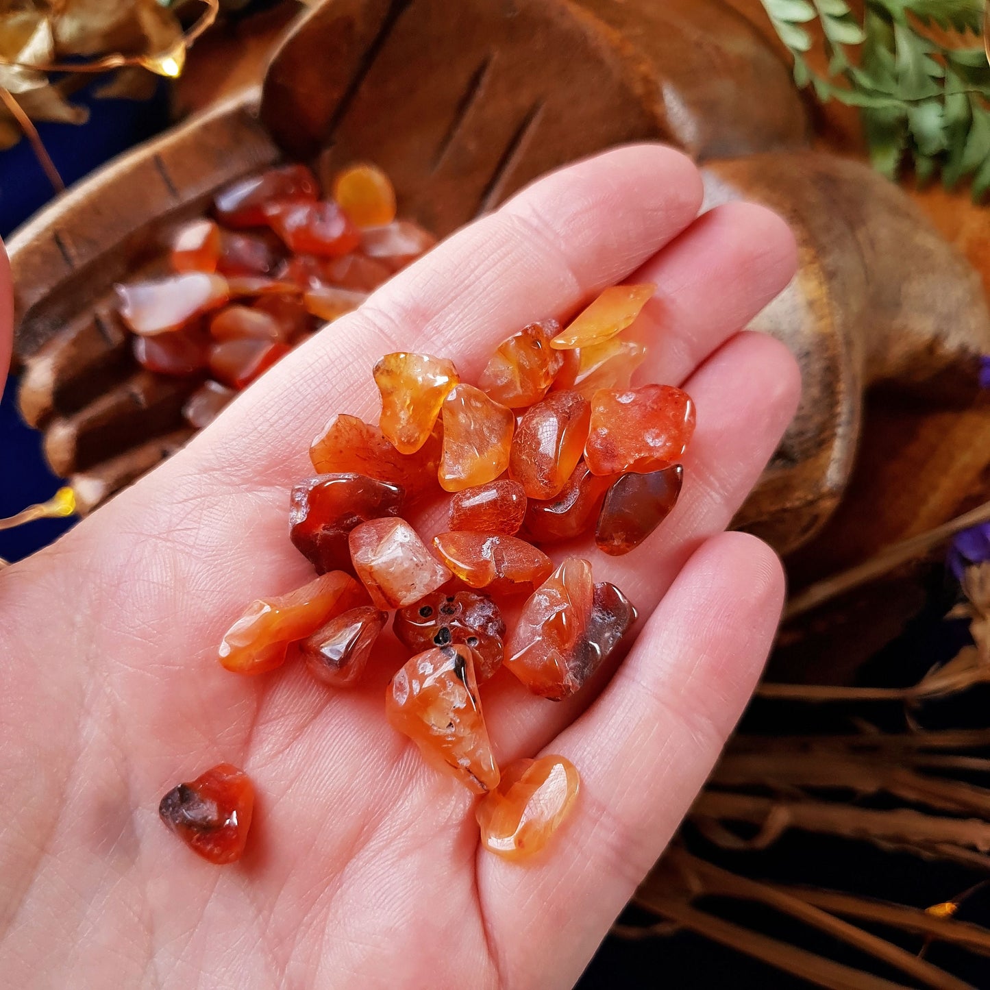 Carnelian Tumbled Chips - Decorative - Home - Art - Tumbled Stone - Gemstone - Tiny - Pieces - Colour - Craft - Decor - Crystal - Fish Tank