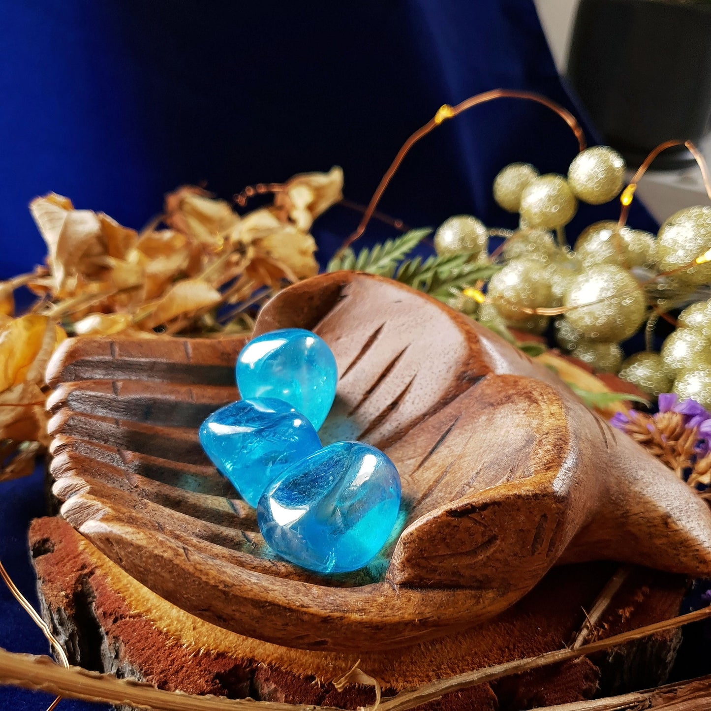 Blue Aqua Aura Quartz Tumbles - Tumbled Gemstone Stone - Crystal - Clear - Titanium - Platinum - Healing - Altar - Natural - Rainbow
