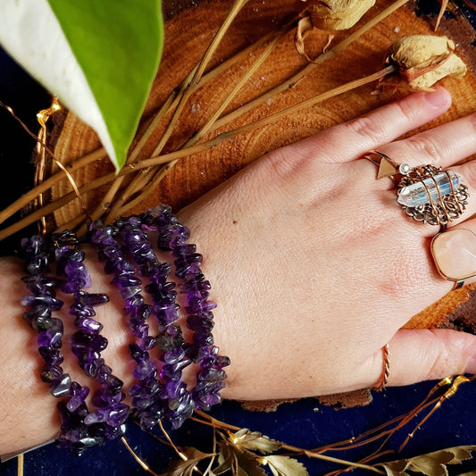 Amethyst Crystal Chip Bracelet
