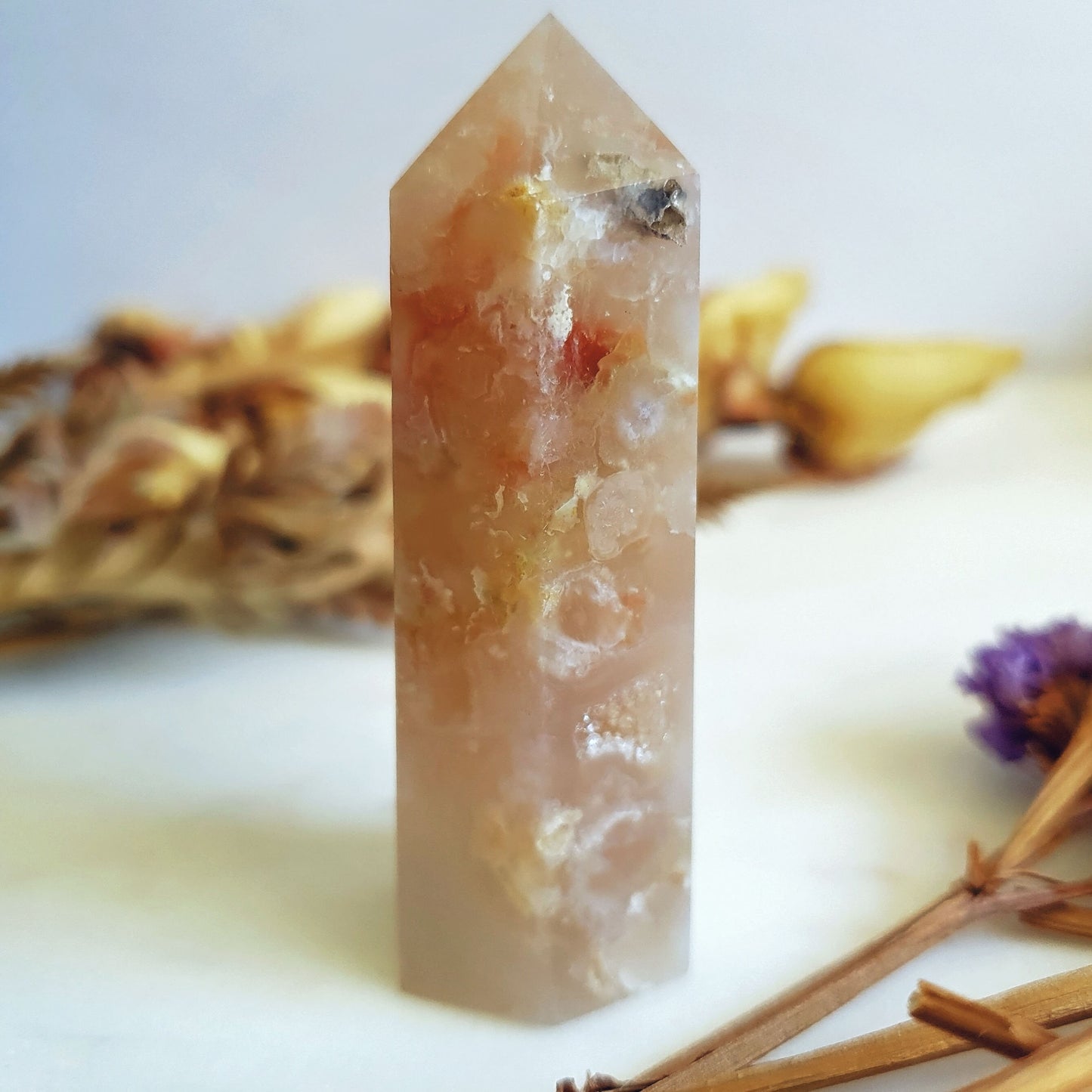 Flower Agate Polished Point  #8