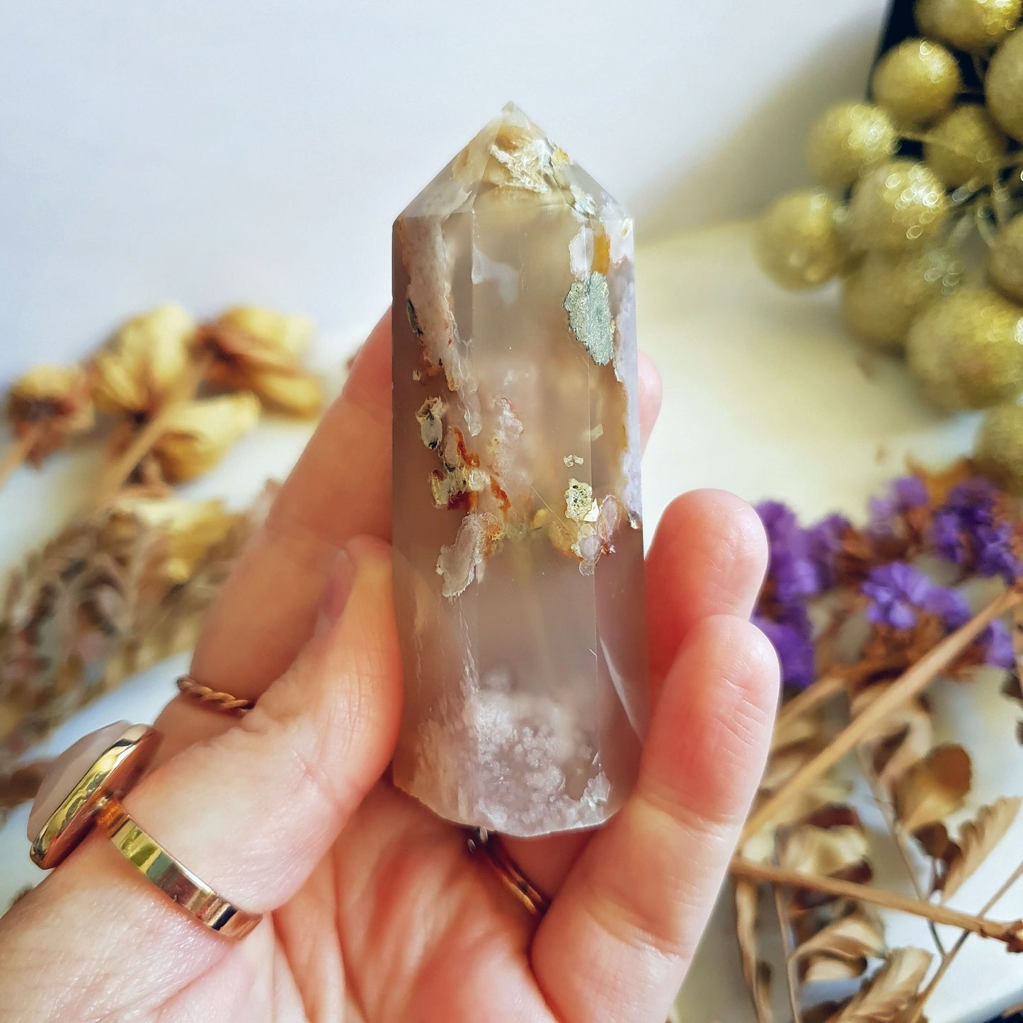 Flower Agate Polished Point  #6