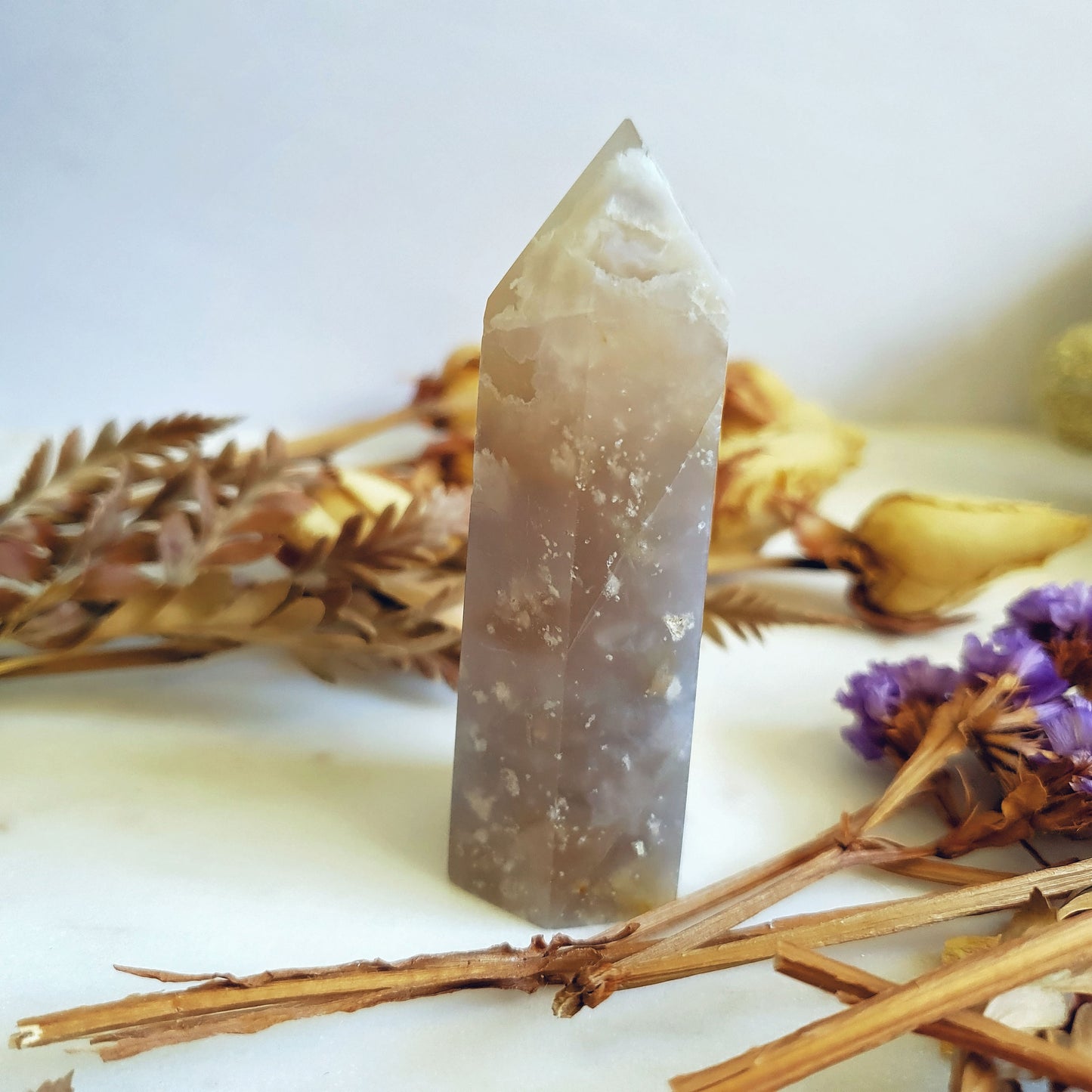 Flower Agate Polished Point  #13