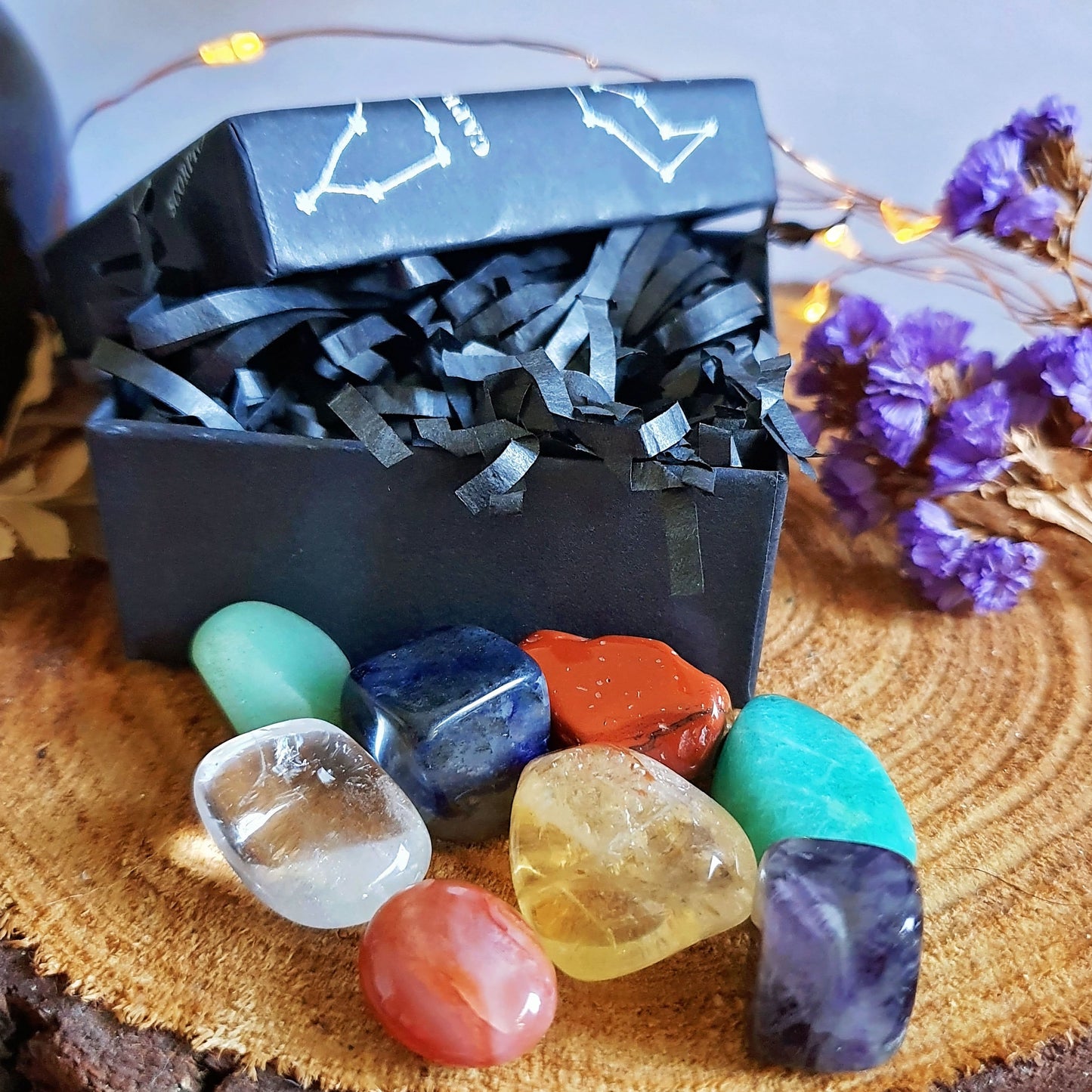 Chakra Tumbled Stone Gift Boxed Set - Stone - Align - Meditate - Crown - Third Eye - Heart - Throat - Solar Plexus - Sacral - Root - Crystal