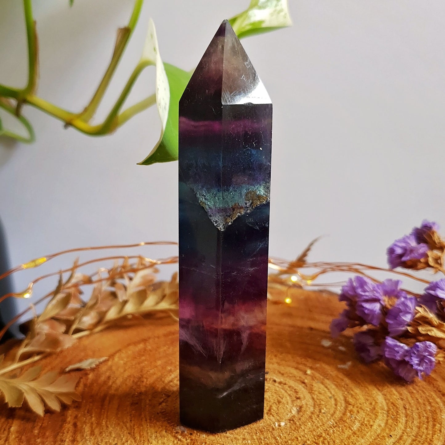 Rainbow Fluorite Point - Generator - Polished - Crystal - Gemstone - Natural - Rock - Gridding - Home Decor - Wand - Tranquility - #10