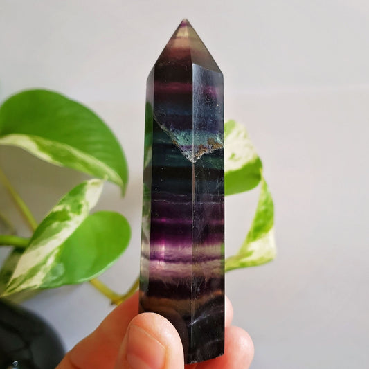 Rainbow Fluorite Point - Generator - Polished - Crystal - Gemstone - Natural - Rock - Gridding - Home Decor - Wand - Tranquility - #10