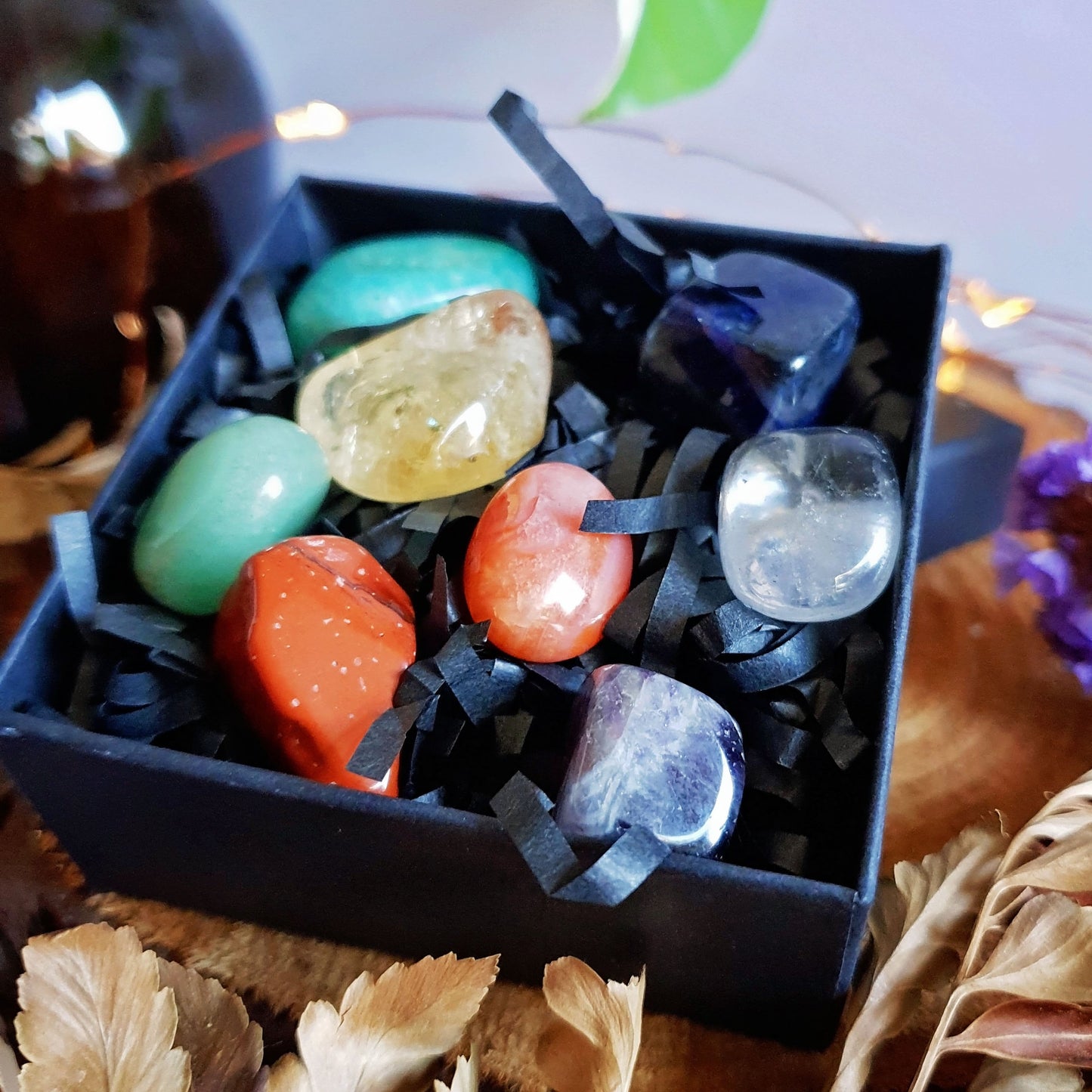 Chakra Tumbled Stone Gift Boxed Set - Stone - Align - Meditate - Crown - Third Eye - Heart - Throat - Solar Plexus - Sacral - Root - Crystal