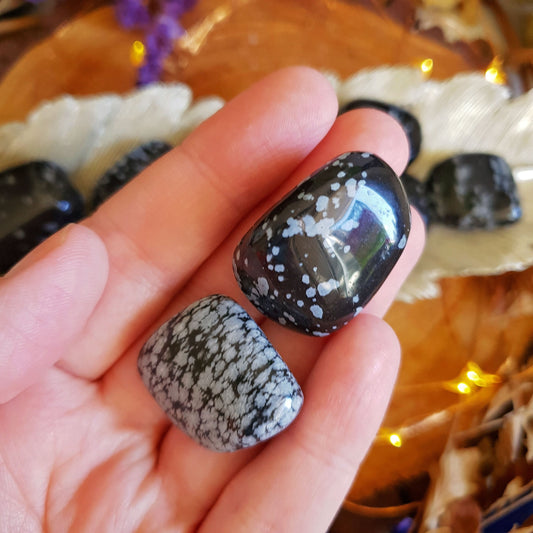 Snowflake Obsidian Tumbles - Tumbled Stone -  Polished - Piece - Natural - Cut - Sparkle - Geode - Crystal - Gemstone - Rock - Decor