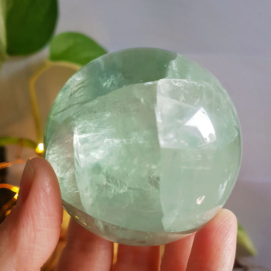 Green Fluorite Sphere - Crystal Ball - Polished - Gemstone - Natural - Raw - Wooden Stand - #1