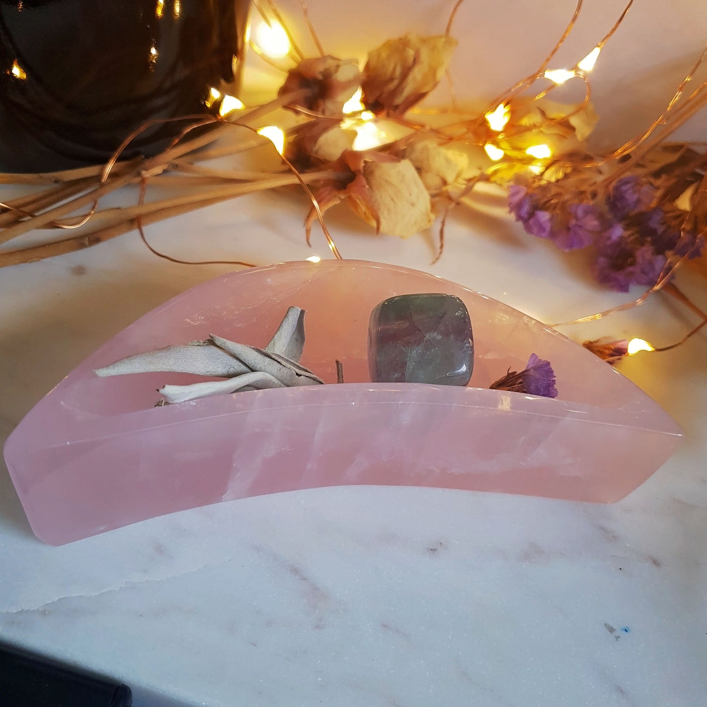 Rose Quartz Moon Trinket Bowl #5