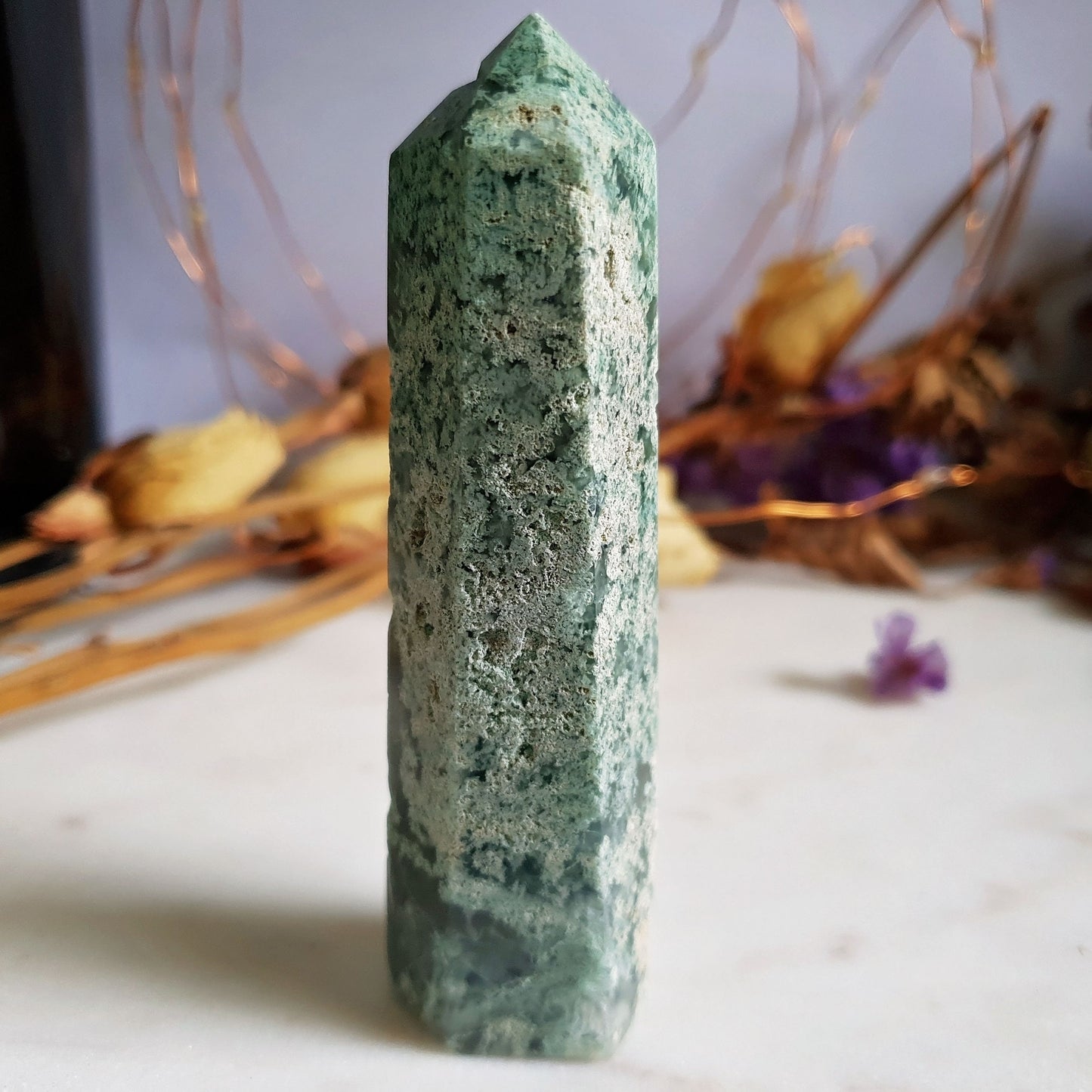Moss Agate Polished Point #7