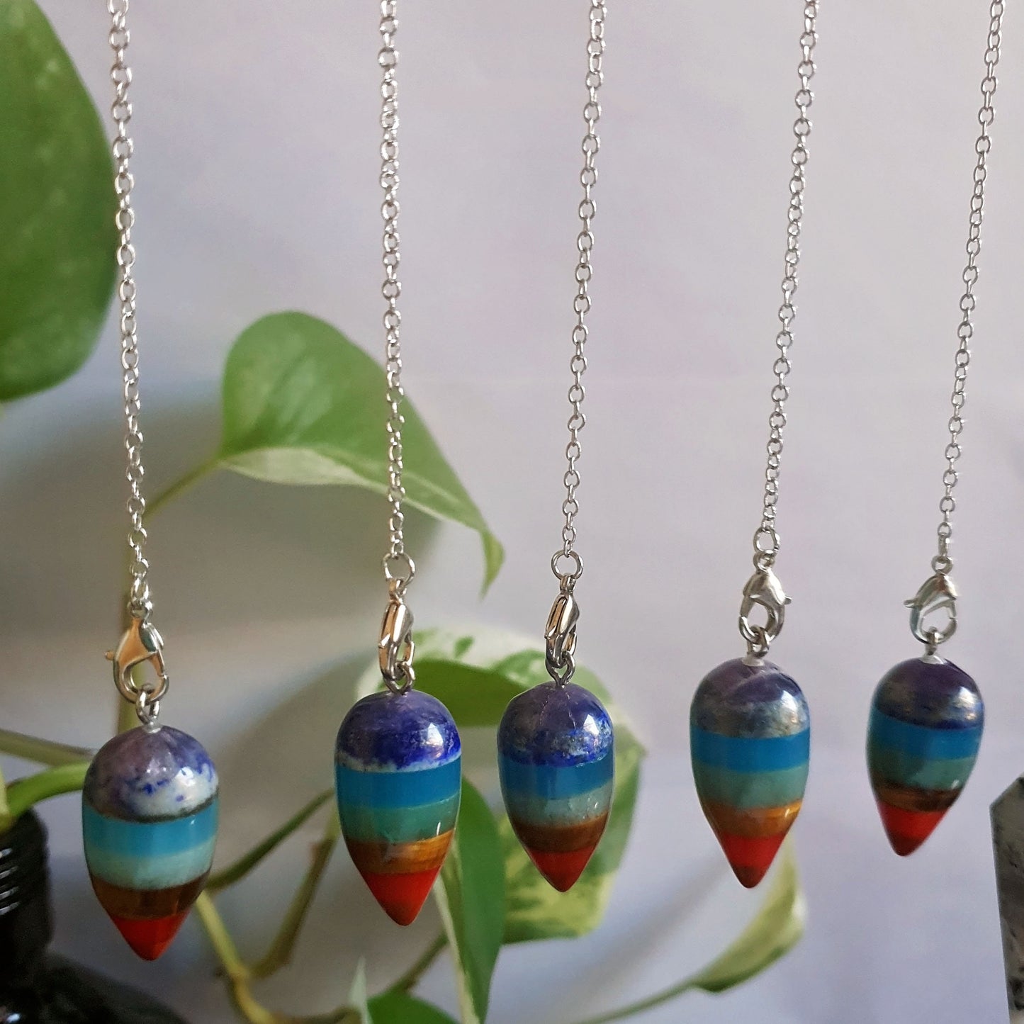 Chakra Pendulum - Banded - Crystal - Gemstone - Intentions - Energy - Chakra - Healing - Meditation - Home Decor - Magic - Readings
