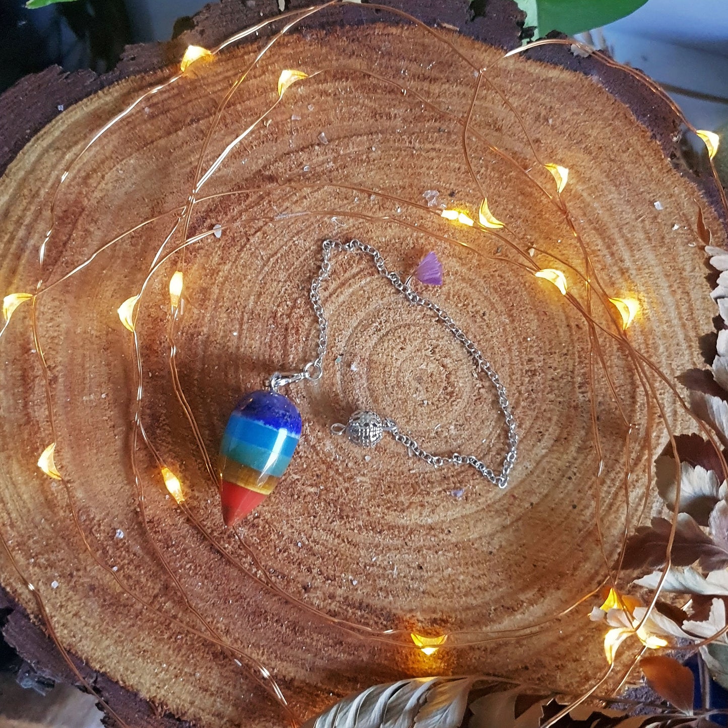 Chakra Pendulum - Banded - Crystal - Gemstone - Intentions - Energy - Chakra - Healing - Meditation - Home Decor - Magic - Readings