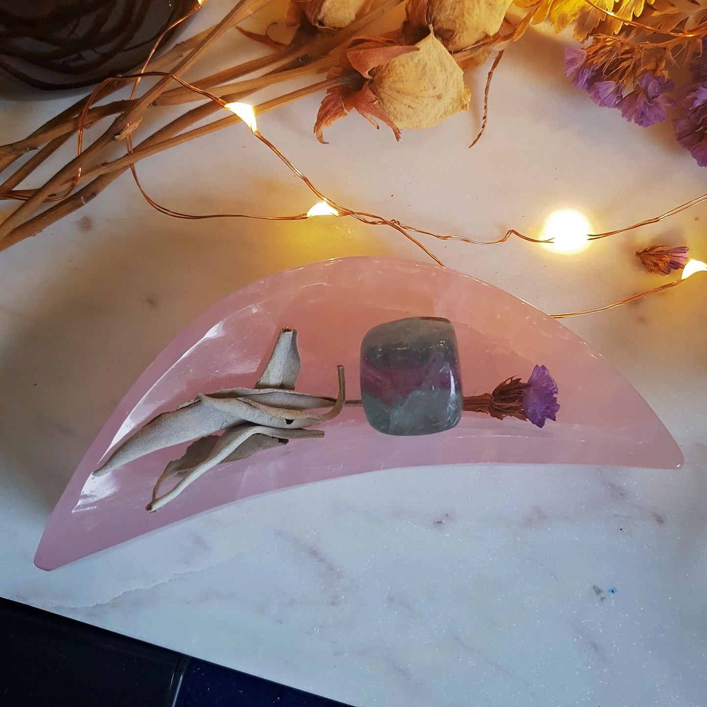Rose Quartz Moon Trinket Bowl #5