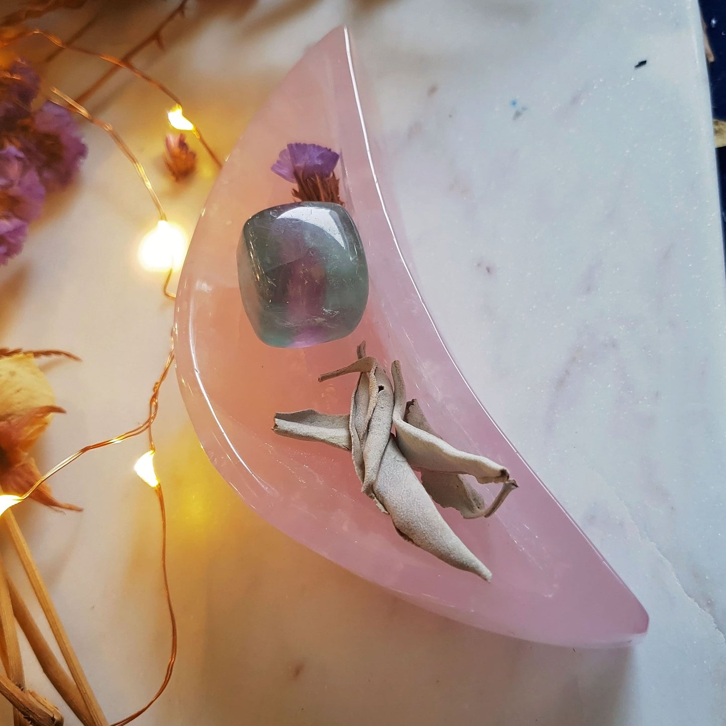 Rose Quartz Moon Trinket Bowl #5