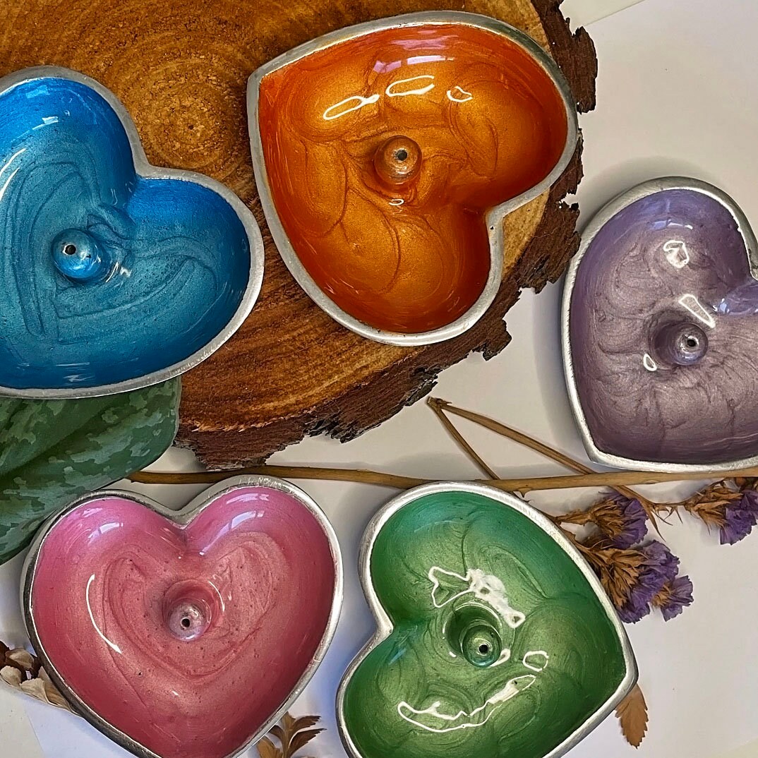 Hand Painted Incense Heart Bowl
