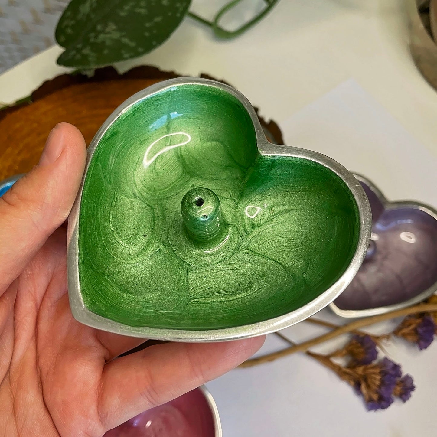 Hand Painted Incense Heart Bowl