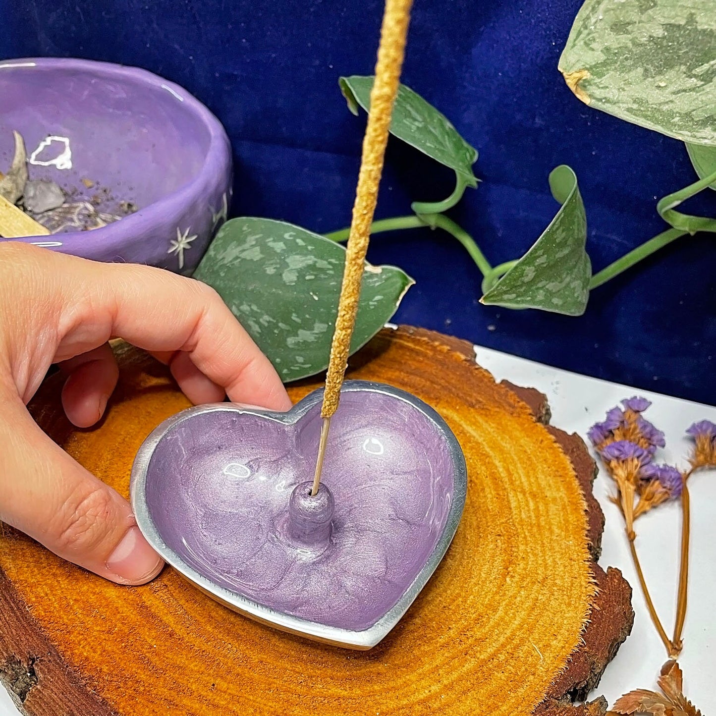 Hand Painted Incense Heart Bowl
