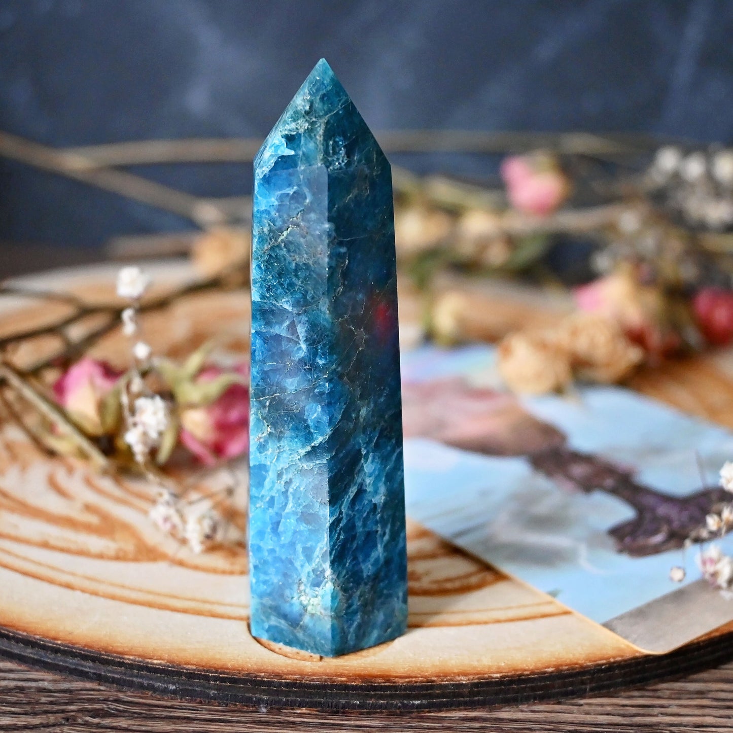 Blue Apatite Polished Point #11