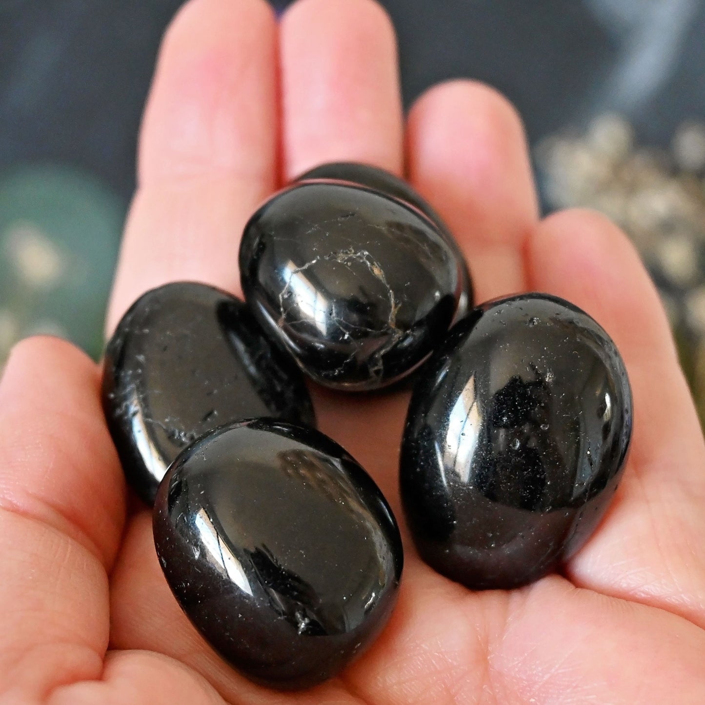 Black Tourmaline Tumbles - A Grade