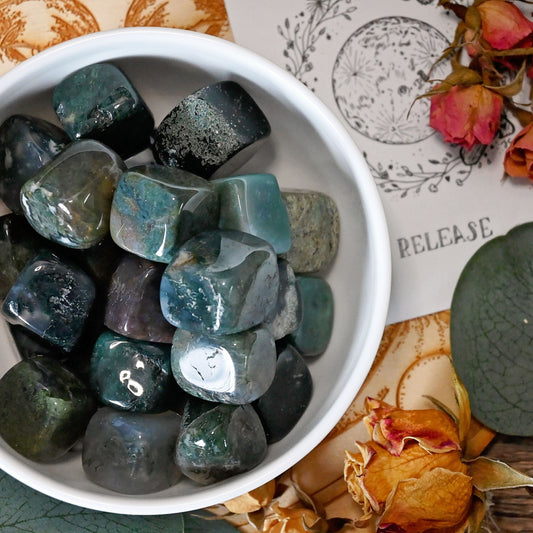 Moss Agate Tumbles - Small