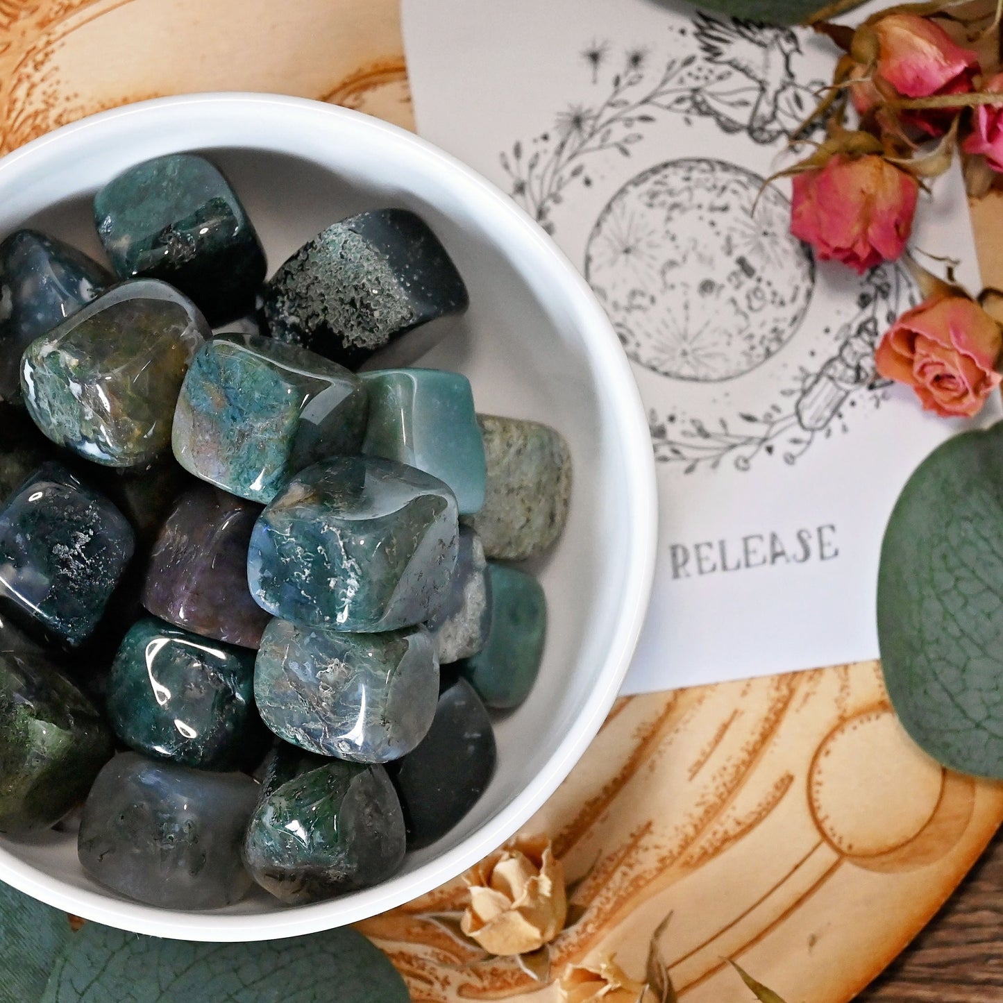 Moss Agate Tumbles - XSmall