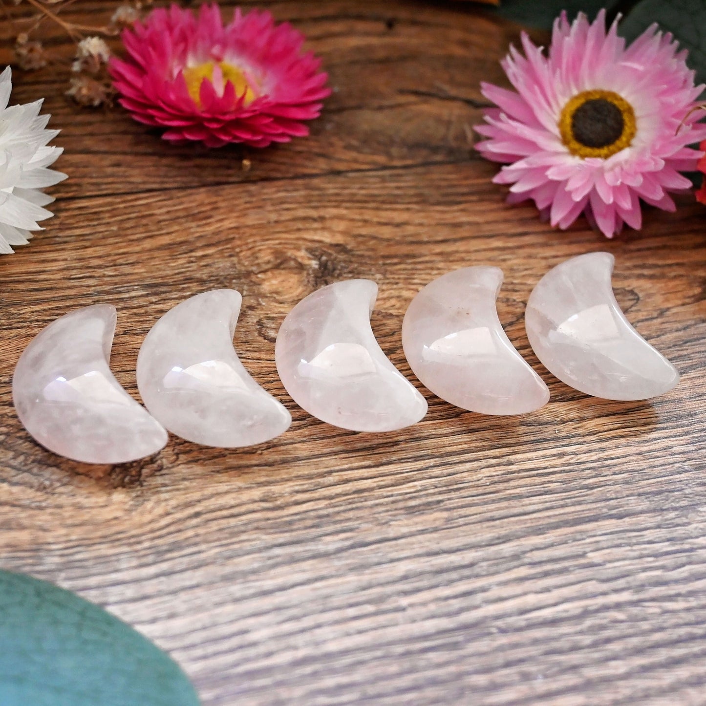 Mini Polished Crescent Moon - Rose Quartz