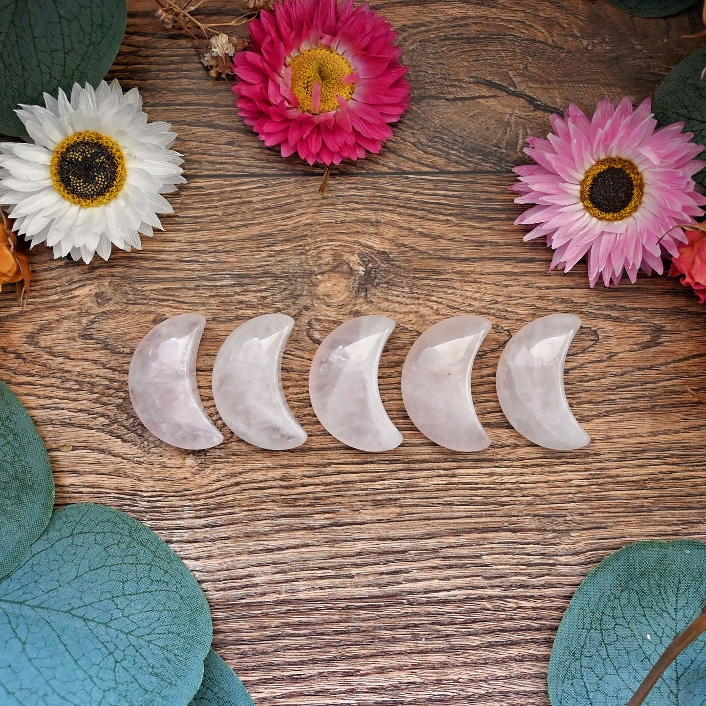 Mini Polished Crescent Moon - Rose Quartz