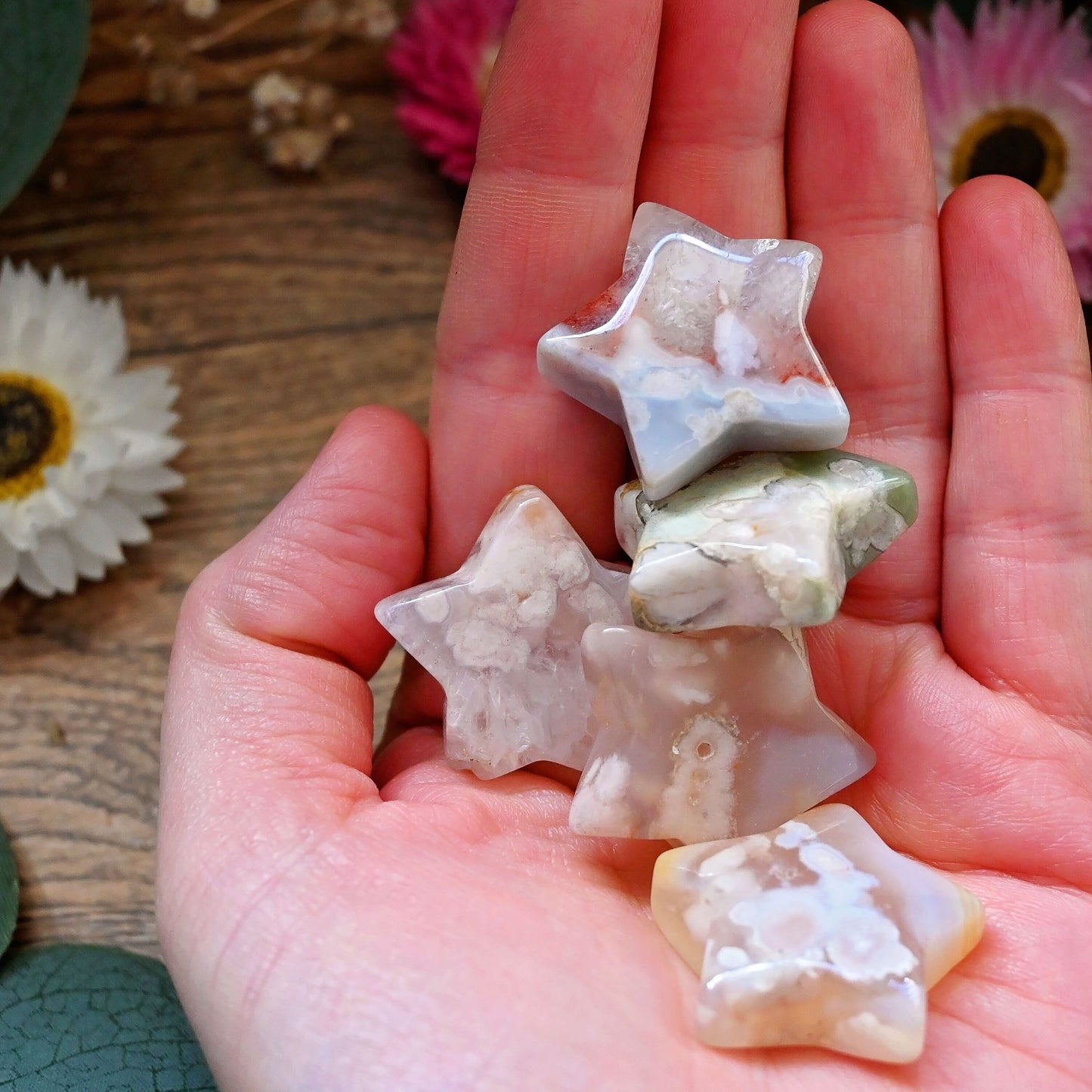 Mini Polished Star - Flower Agate