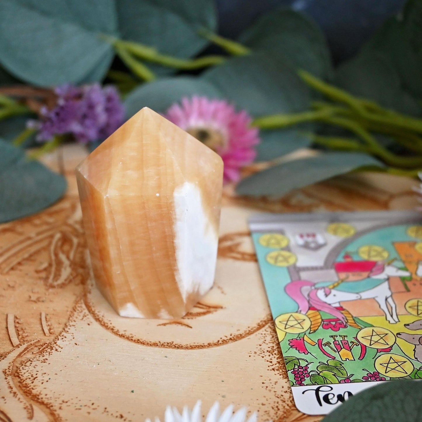 Orange Calcite Polished Point #1