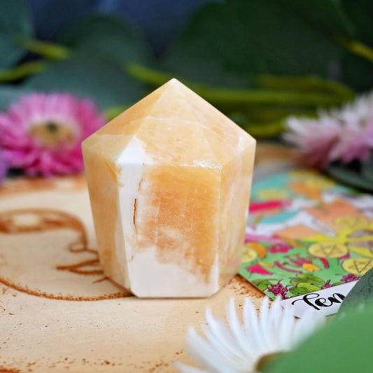 Orange Calcite Polished Point #3