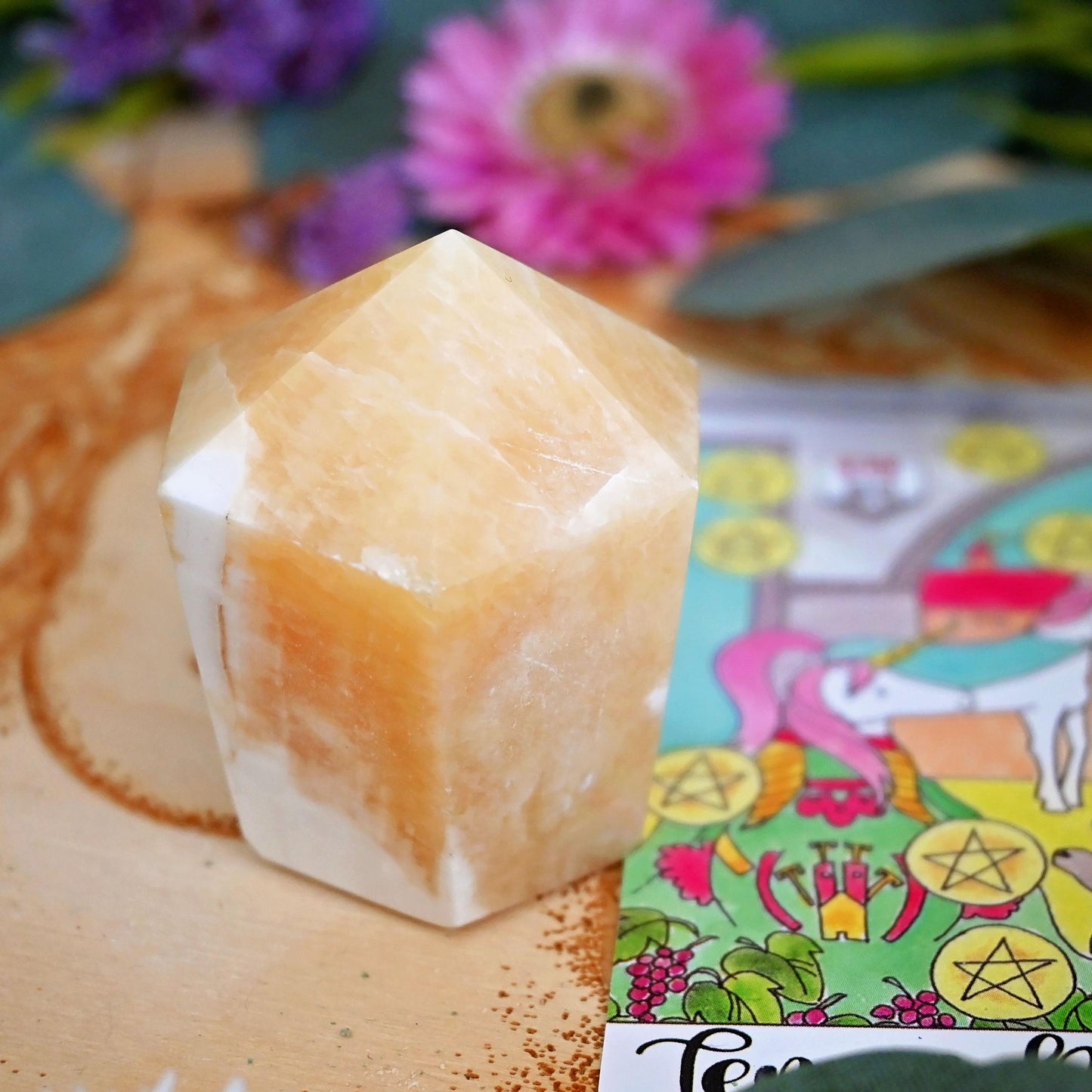 Orange Calcite Polished Point #3