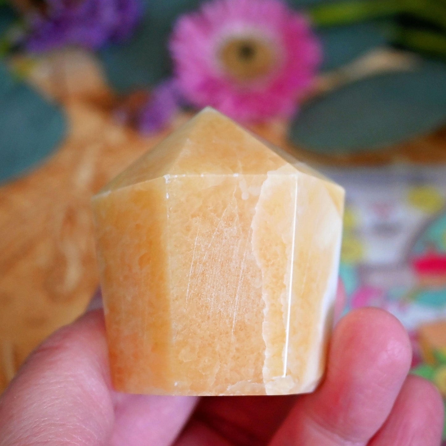 Orange Calcite Polished Point #3
