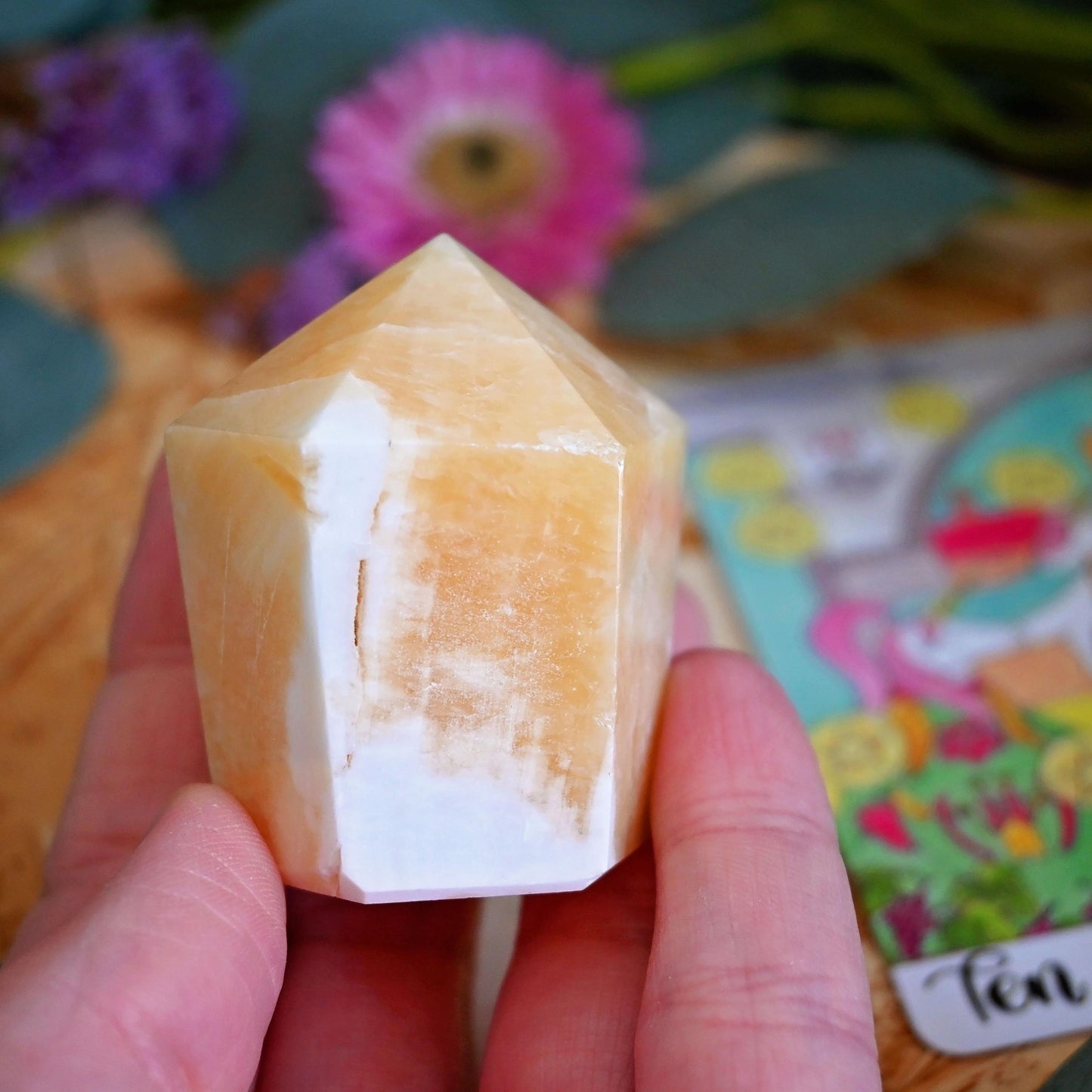 Orange Calcite Polished Point #3