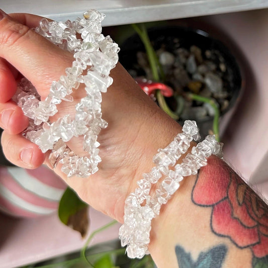 Clear Quartz Crystal Chip Bracelet