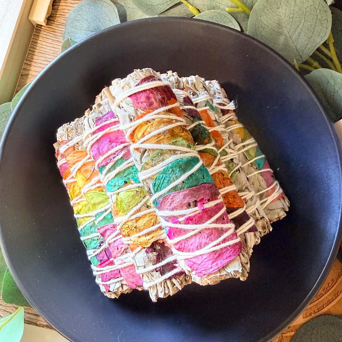 Rainbow Petal White Sage Smudge Stick