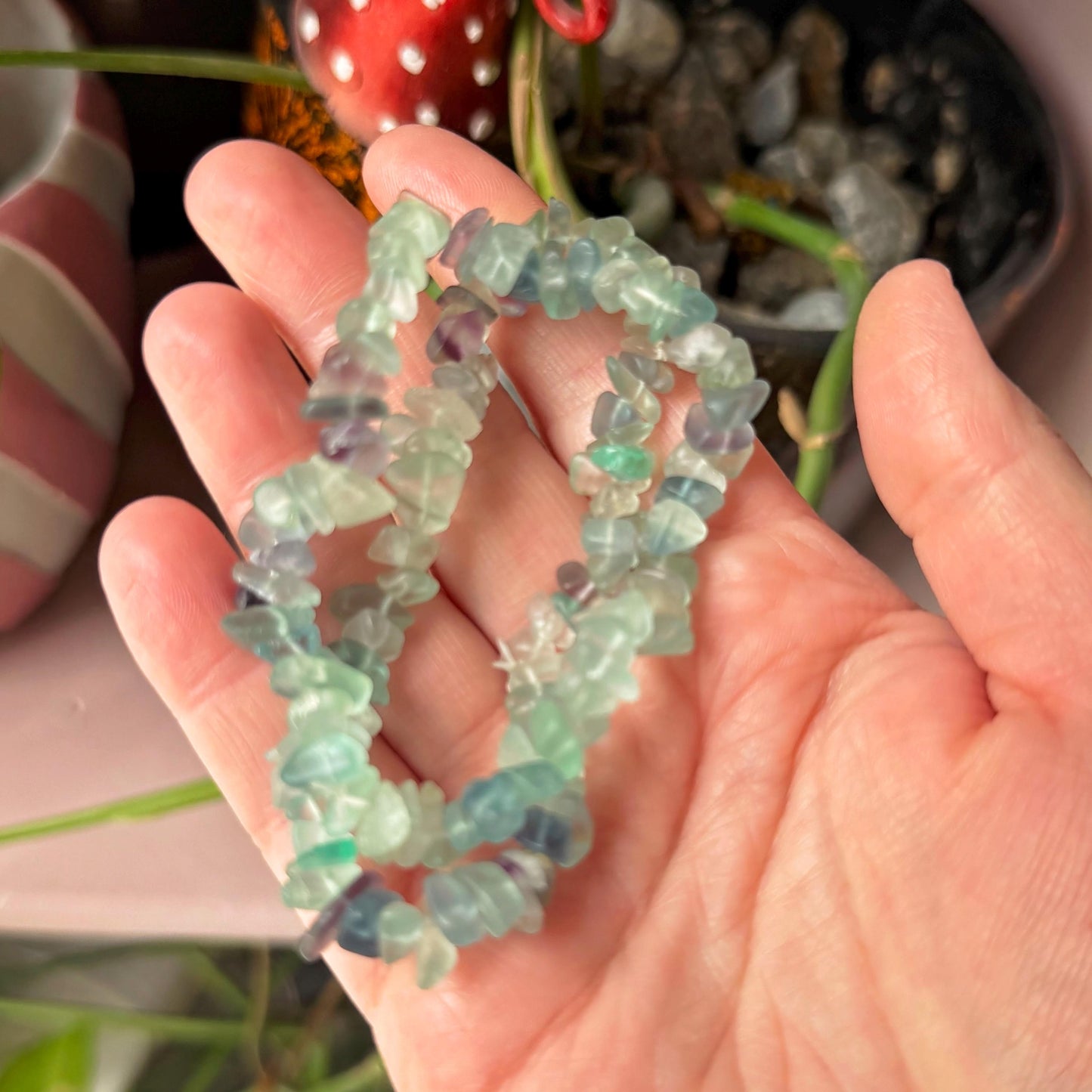 Rainbow Fluorite Crystal Chip Bracelet