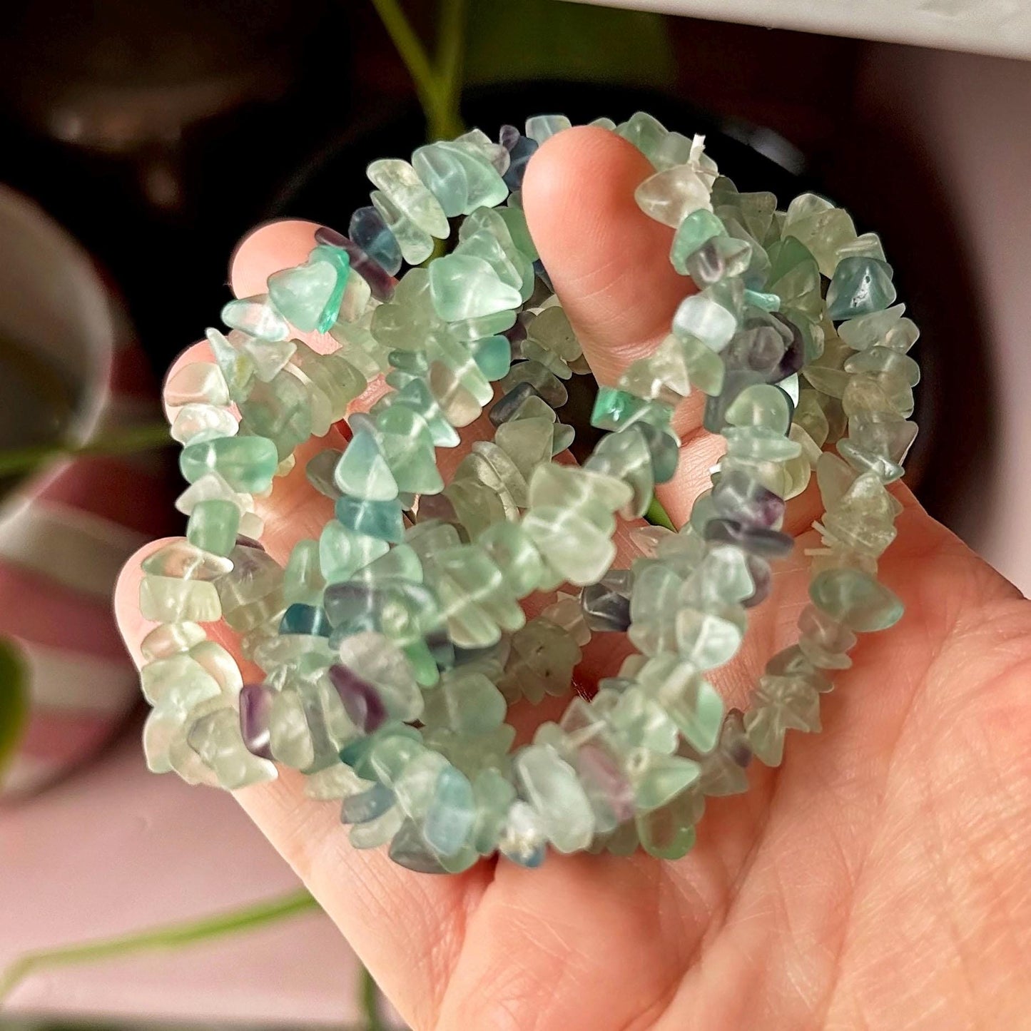 Rainbow Fluorite Crystal Chip Bracelet