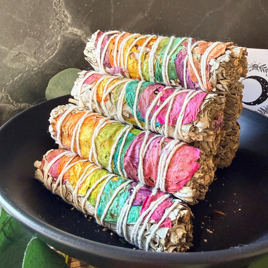 Rainbow Petal White Sage Smudge Stick