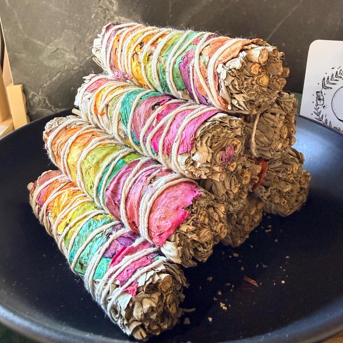Rainbow Petal White Sage Smudge Stick